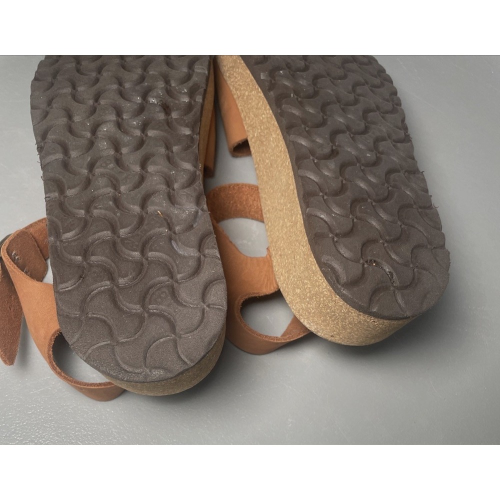 Papillio Birkenstock Glenda Cognac Nubuck Leather Platform Sandals Size 9 - Picture 8 of 9